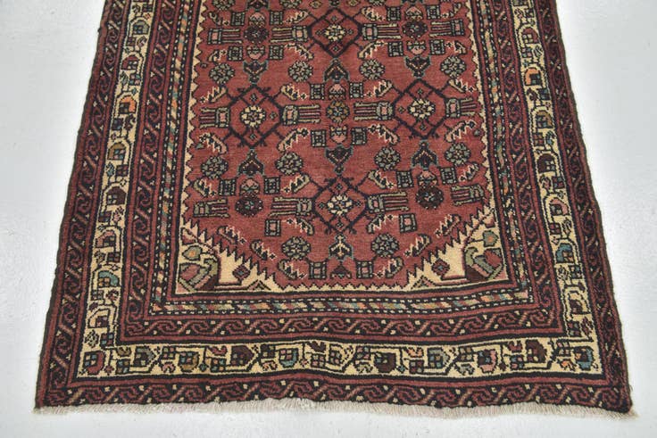 Detail image of 115cm x 305cm anudado a mano Hossainabad Alfombra Persa Lana Pasillera