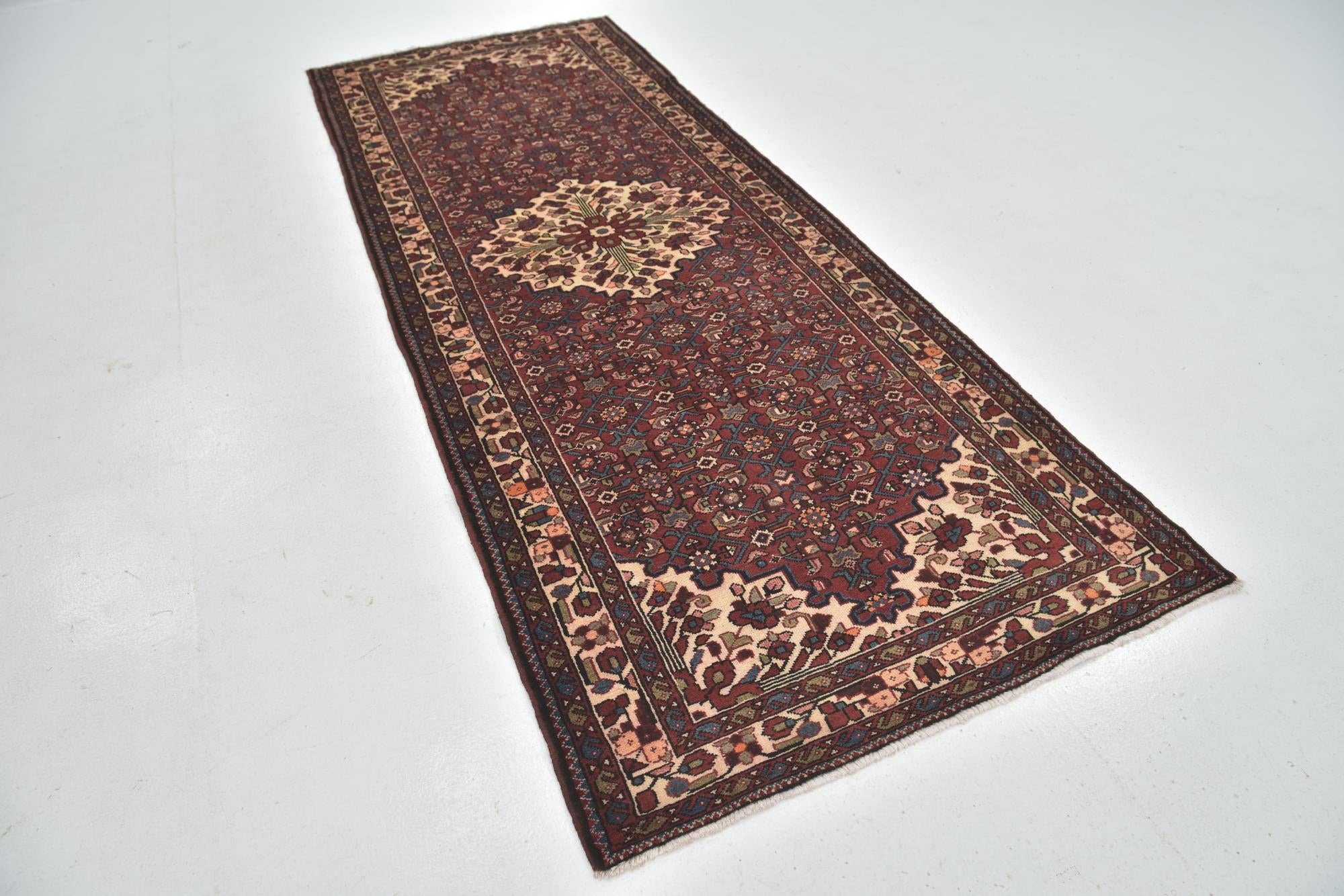 115cm x 310cm anudado a mano Hossainabad Alfombra Persa Lana Pasillera