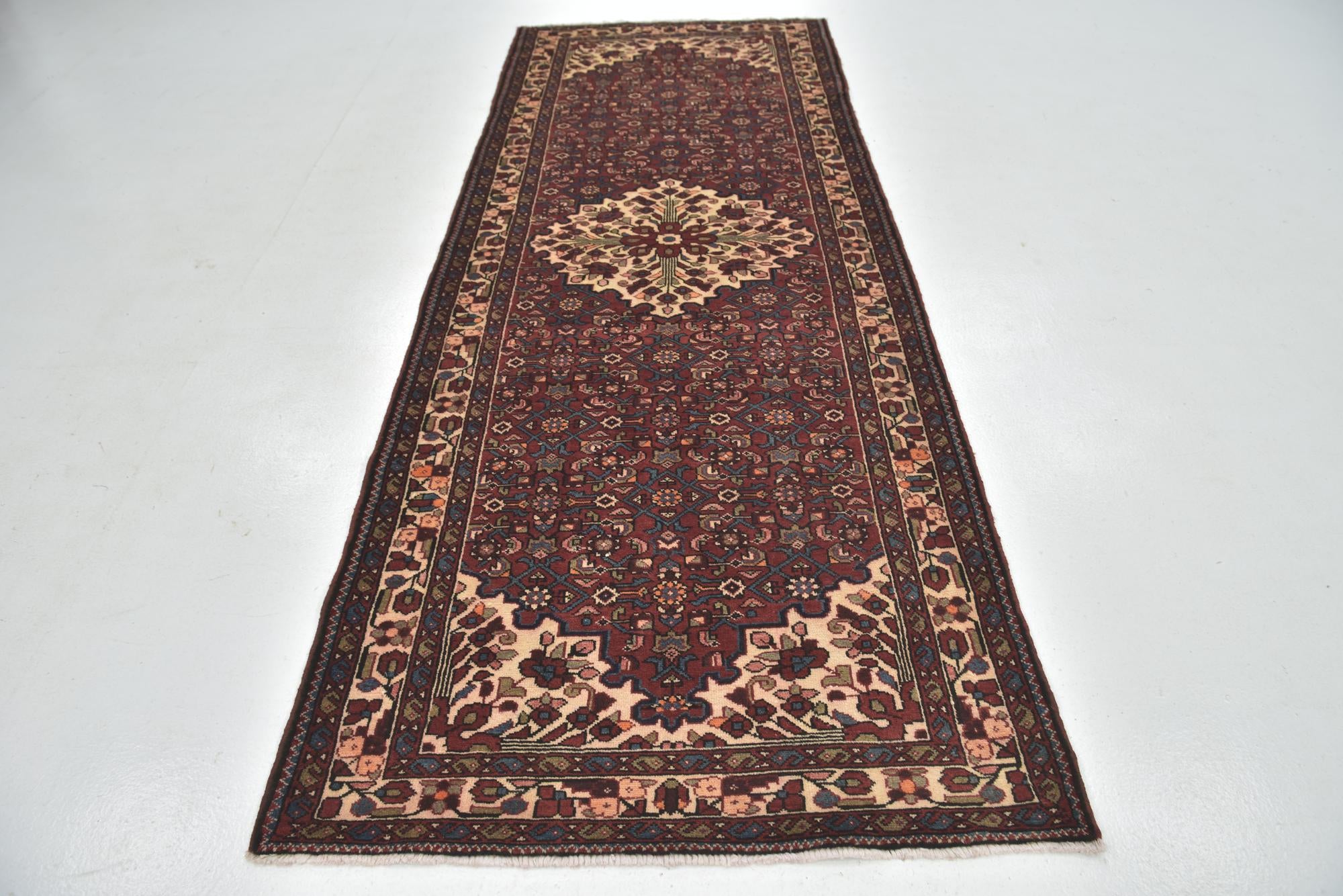 115cm x 310cm anudado a mano Hossainabad Alfombra Persa Lana Pasillera