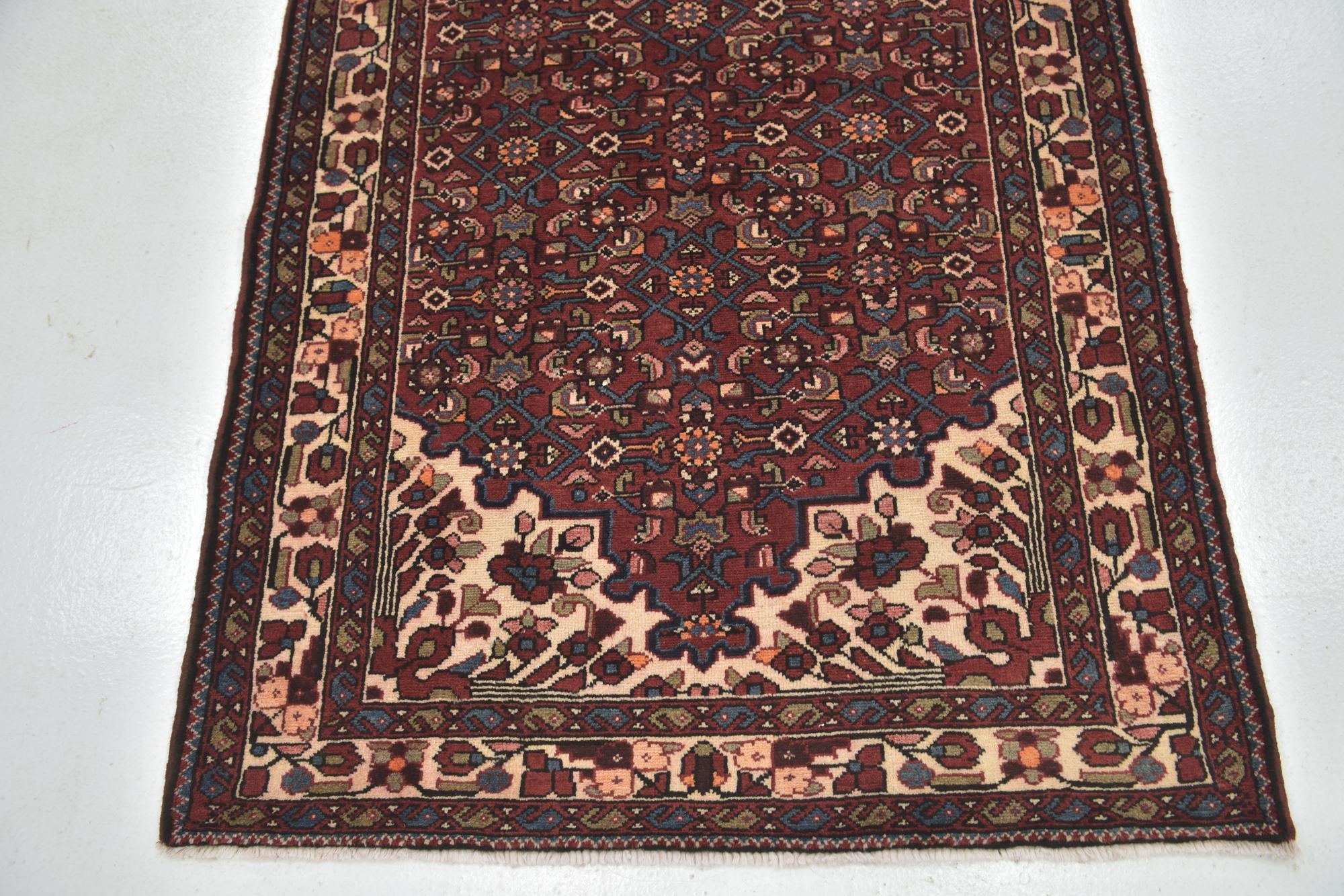 115cm x 310cm anudado a mano Hossainabad Alfombra Persa Lana Pasillera