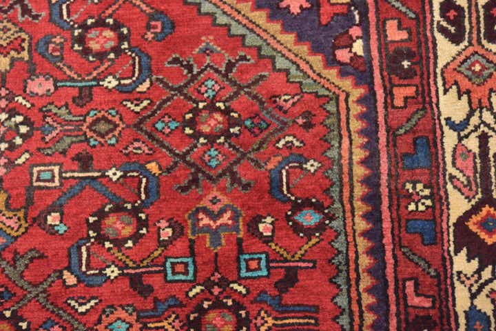 4' 2 x 10' 7 Hand Knotted Hossainabad Persian Wool Runner Rug