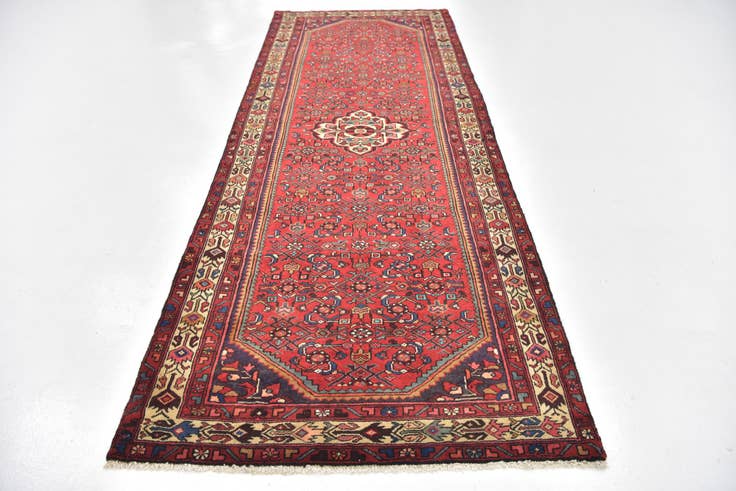 Detail image of 4' 2 x 10' 7 Hand Knotted Hossainabad Persian Wool Runner Rug