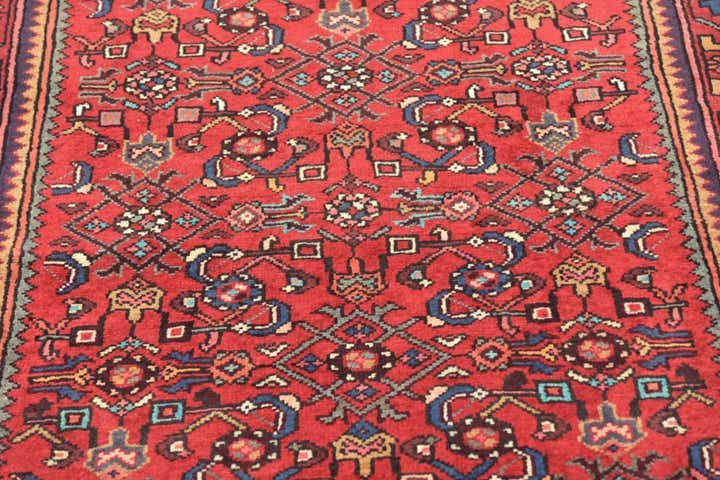 4' 2 x 10' 7 Hand Knotted Hossainabad Persian Wool Runner Rug