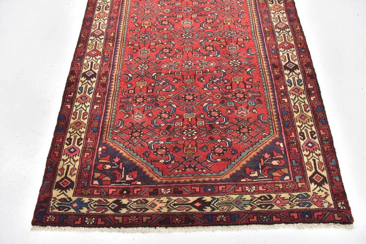 Detail image of 4' 2 x 10' 7 Hand Knotted Hossainabad Persian Wool Runner Rug
