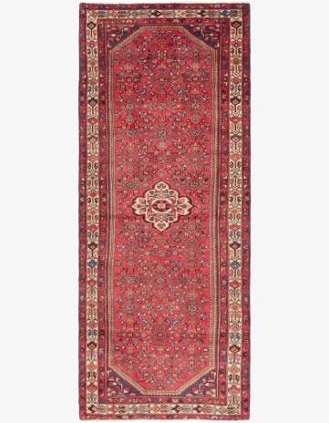 4' 2 x 10' 7 Hand Knotted Hossainabad Persian Wool Runner Rug