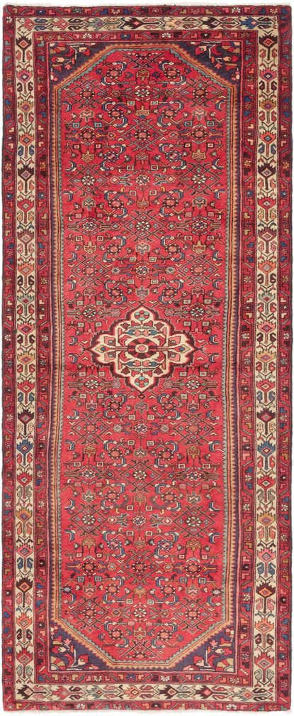 4' 2 x 10' 7 Hand Knotted Hossainabad Persian Wool Runner Rug