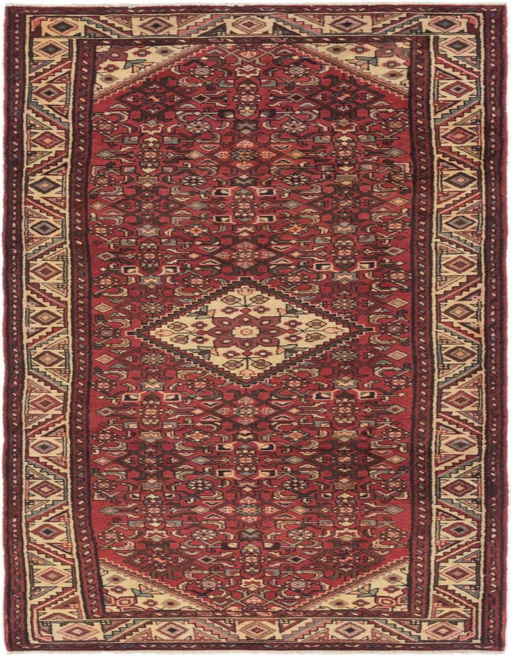 Detail image of 3' 9 x 10' 5 Hand Knotted Hossainabad Persian Wool Runner Rug