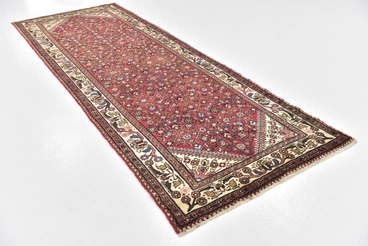 Detail image of 3' 9 x 10' 4 Hand Knotted Hossainabad Persian Wool Runner Rug