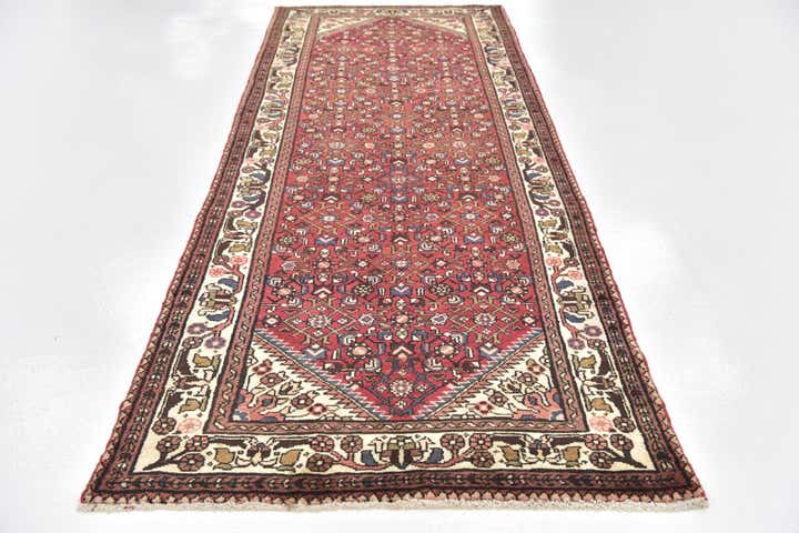 3' 9 x 10' 4 Hand Knotted Hossainabad Persian Wool Runner Rug