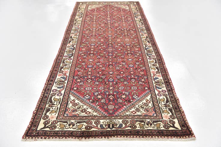 Detail image of 3' 9 x 10' 4 Hand Knotted Hossainabad Persian Wool Runner Rug