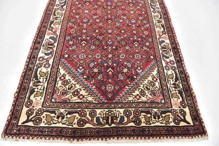 Detail image of 3' 9 x 10' 4 Hand Knotted Hossainabad Persian Wool Runner Rug