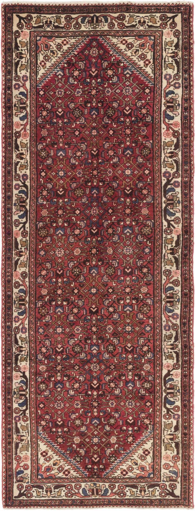 3' 9 x 10' 4 Hand Knotted Hossainabad Persian Wool Runner Rug