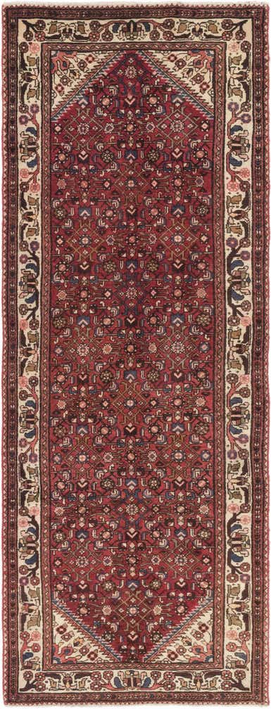 3' 9 x 10' 4 Hand Knotted Hossainabad Persian Wool Runner Rug