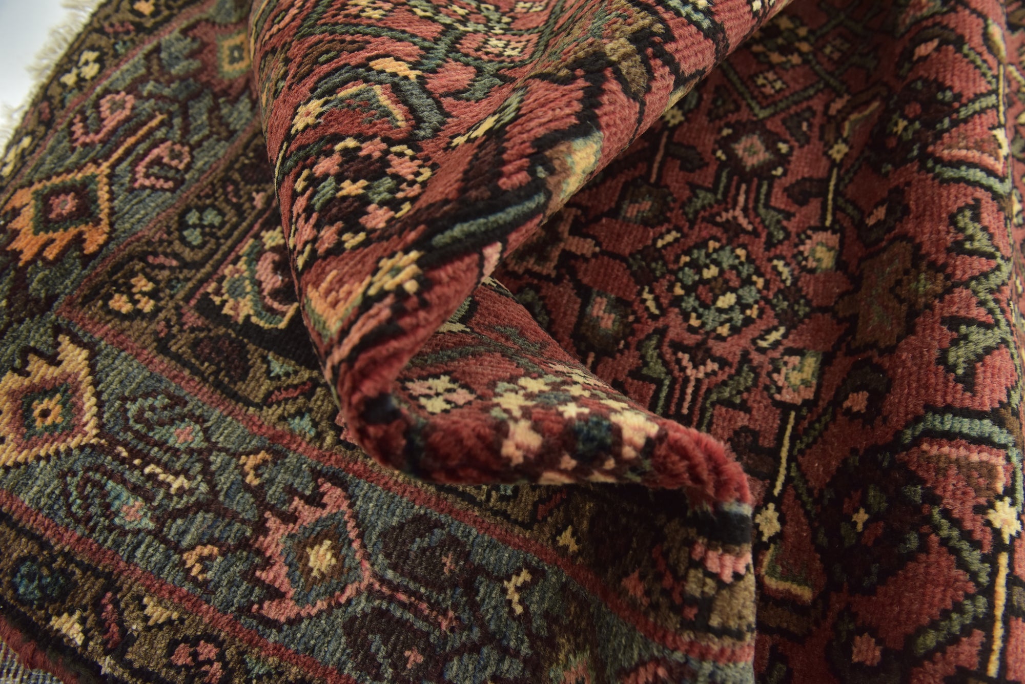 105cm x 295cm Hand Knotted Hossainabad Persian Wool Runner Rug