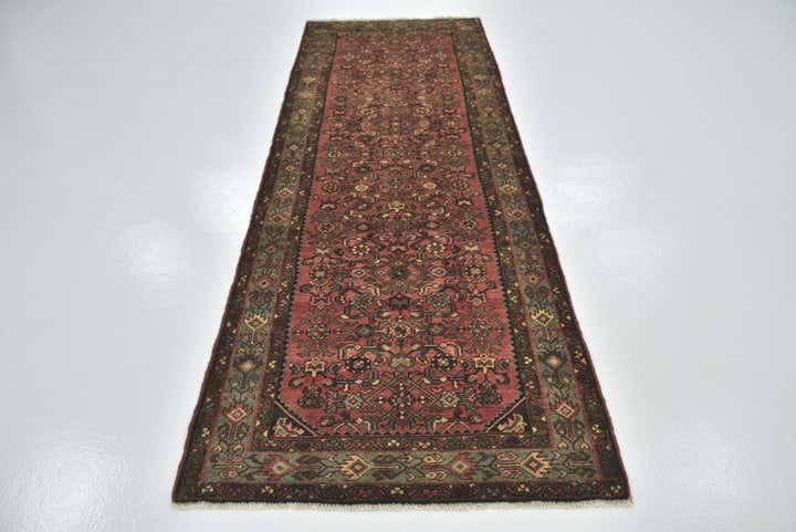 3' 5 x 9' 8 Hand Knotted Hossainabad Persian Wool Runner Rug