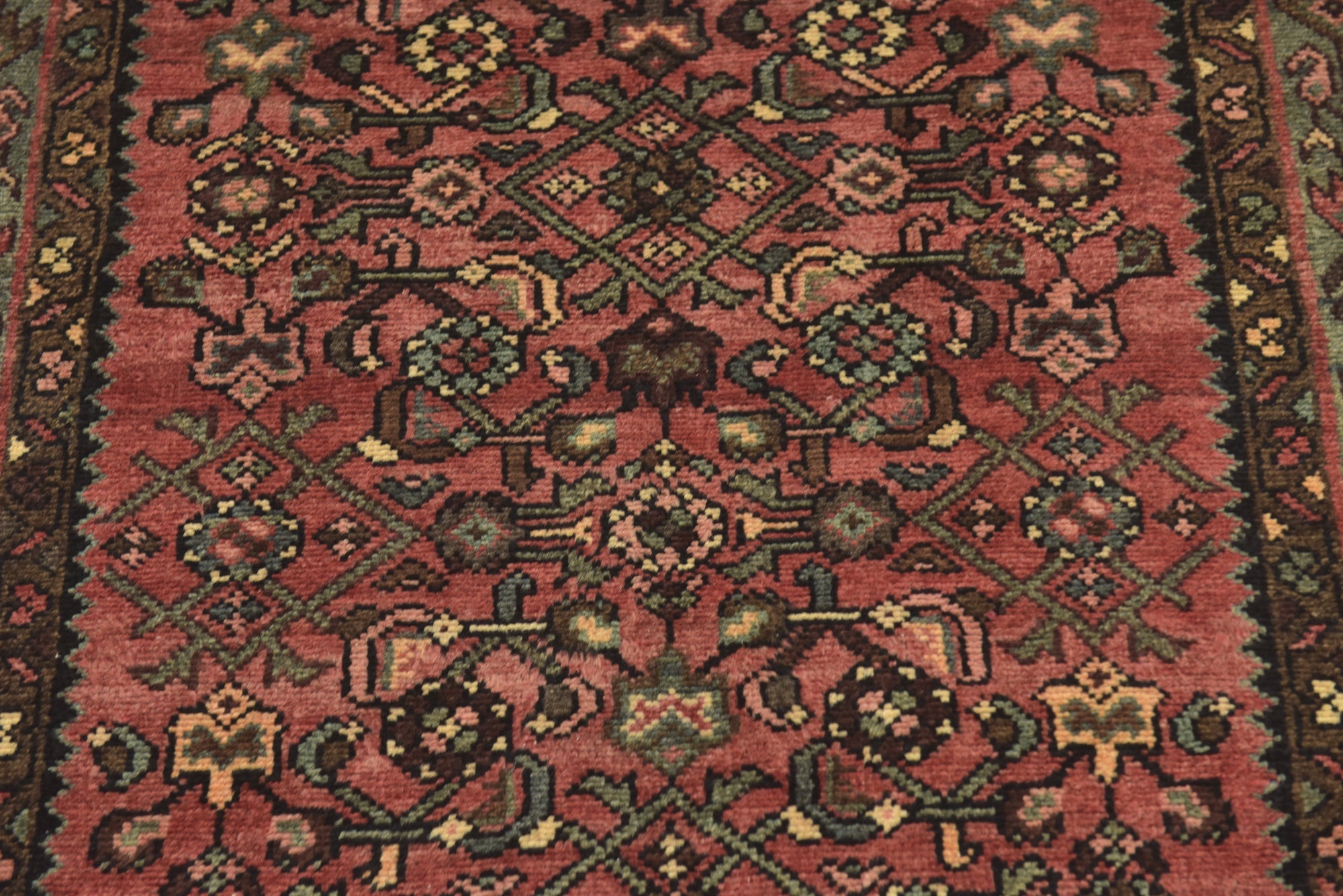 105cm x 295cm Hand Knotted Hossainabad Persian Wool Runner Rug