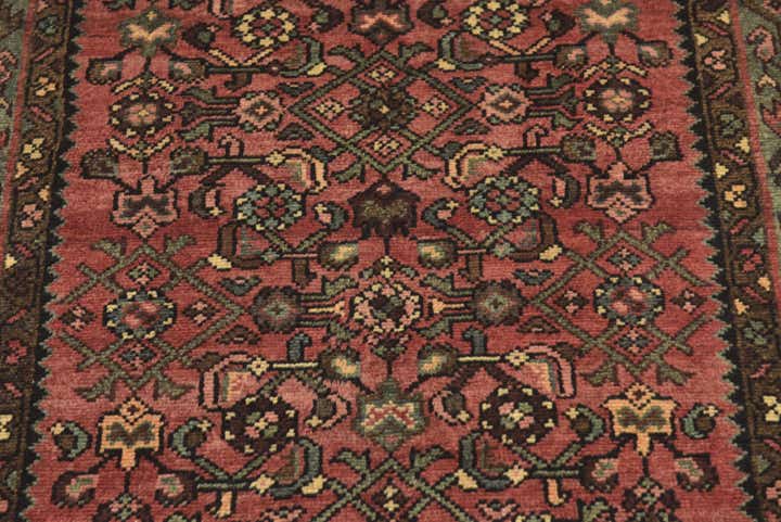 3' 5 x 9' 8 Hand Knotted Hossainabad Persian Wool Runner Rug
