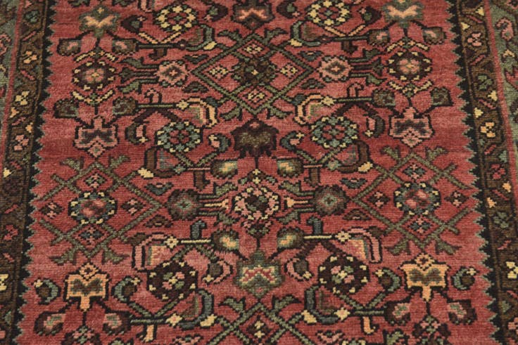 Detail image of 3' 5 x 9' 8 Hand Knotted Hossainabad Persian Wool Runner Rug