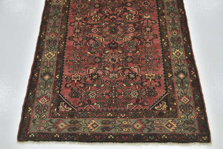 3' 5 x 9' 8 Hand Knotted Hossainabad Persian Wool Runner Rug
