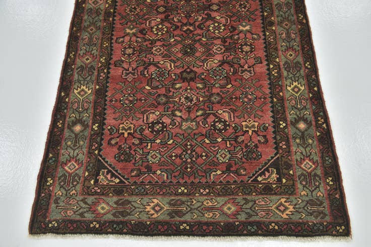 Detail image of 3' 5 x 9' 8 Hand Knotted Hossainabad Persian Wool Runner Rug