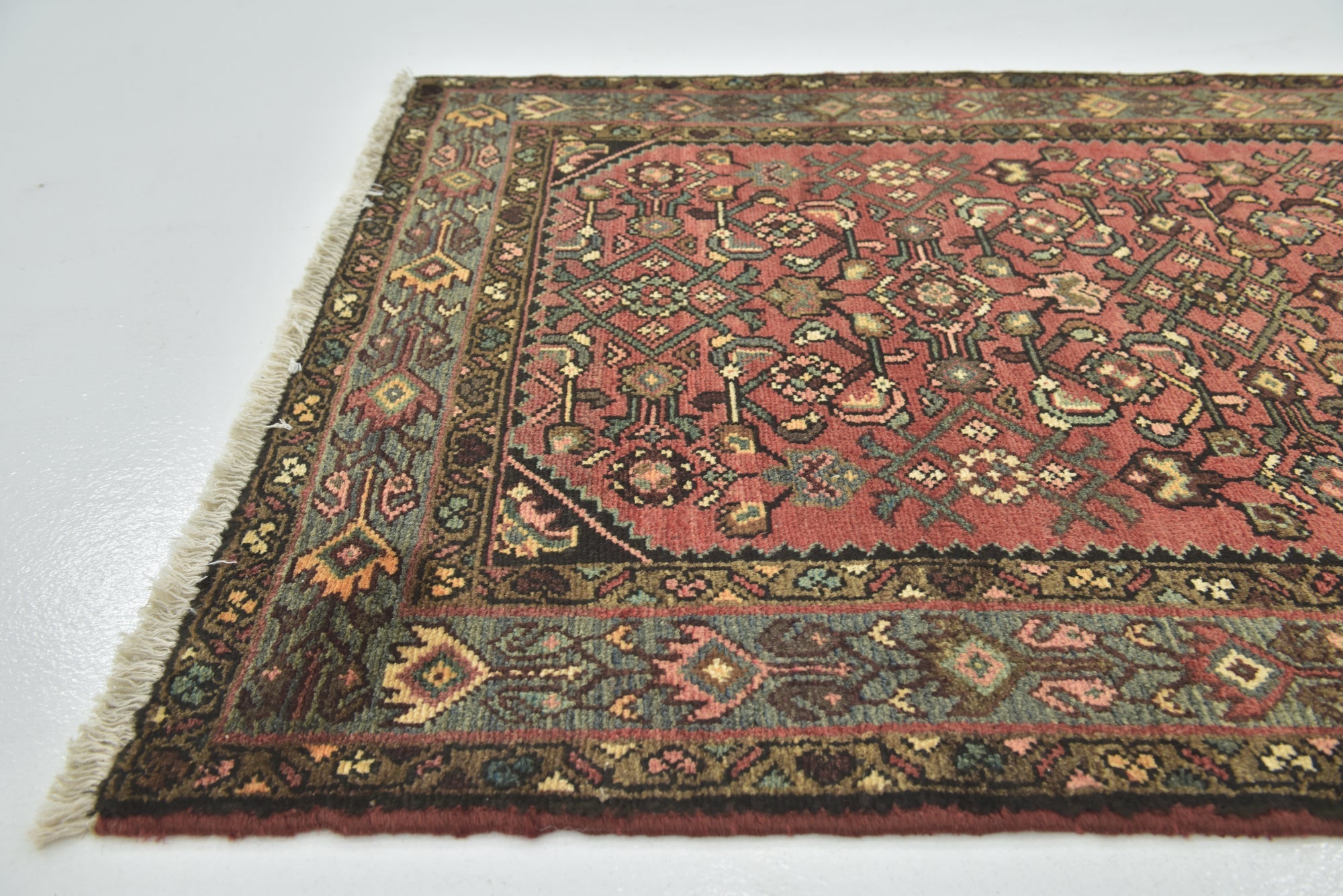 105cm x 295cm Hand Knotted Hossainabad Persian Wool Runner Rug