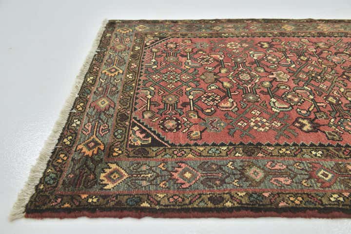 3' 5 x 9' 8 Hand Knotted Hossainabad Persian Wool Runner Rug
