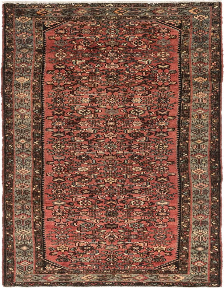 Detail image of 3' 5 x 9' 8 Hand Knotted Hossainabad Persian Wool Runner Rug
