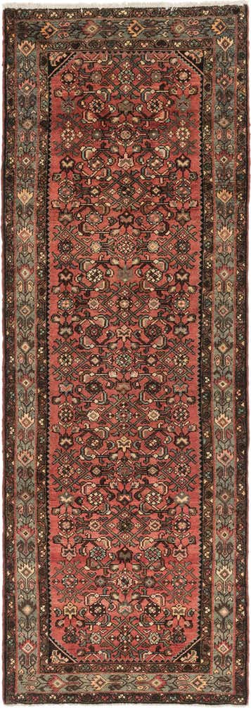3' 5 x 9' 8 Hand Knotted Hossainabad Persian Wool Runner Rug