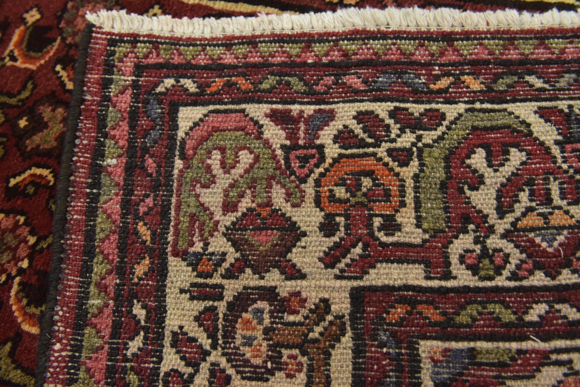 3' 10 x 9' 9 Hand Knotted Hossainabad Persian Wool Runner Rug