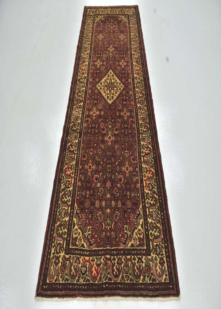 3' 10 x 9' 9 Hand Knotted Hossainabad Persian Wool Runner Rug