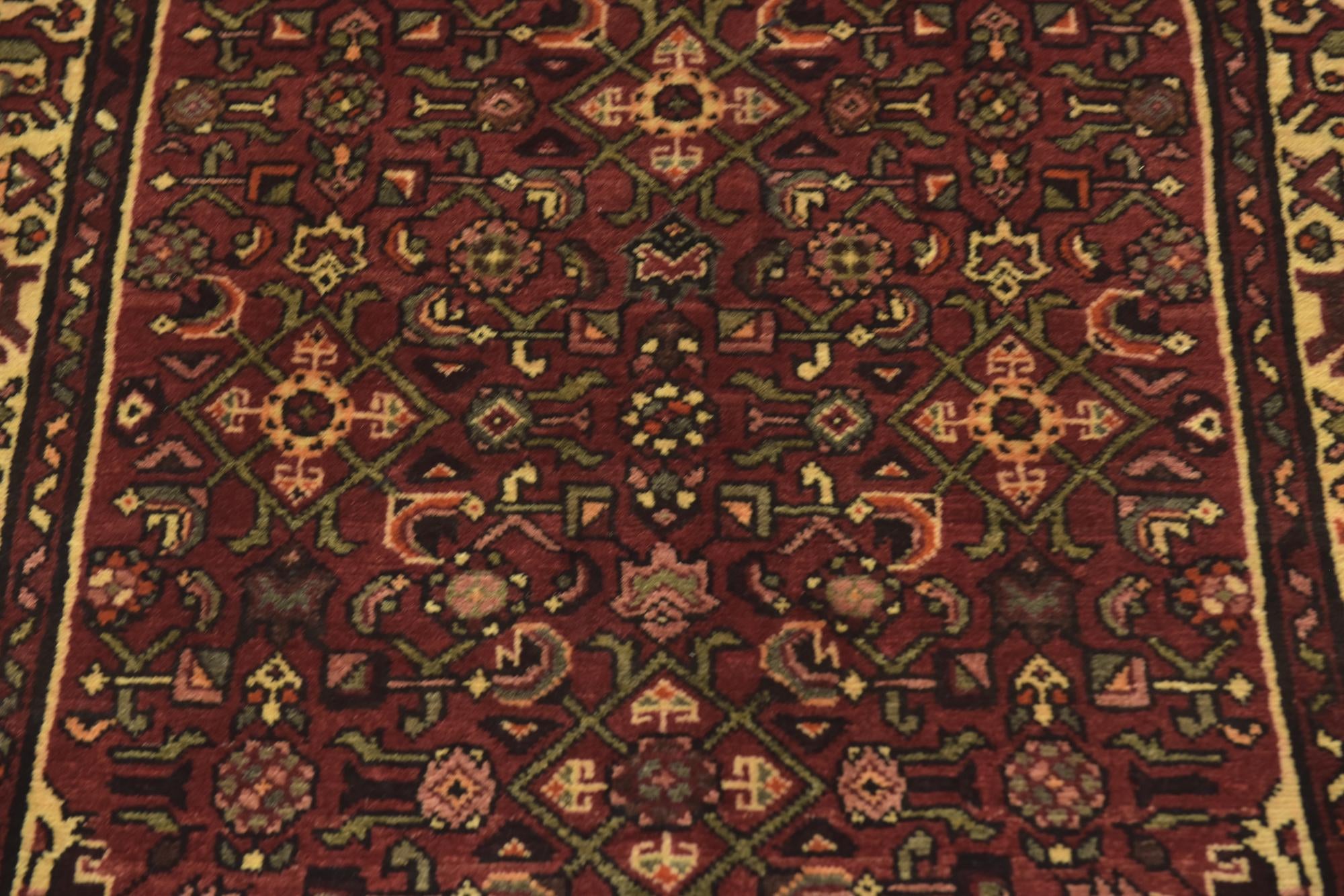 3' 10 x 9' 9 Hand Knotted Hossainabad Persian Wool Runner Rug