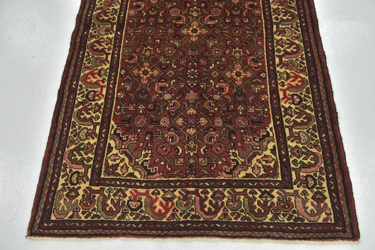Detail image of 3' 10 x 9' 9 Hand Knotted Hossainabad Persian Wool Runner Rug
