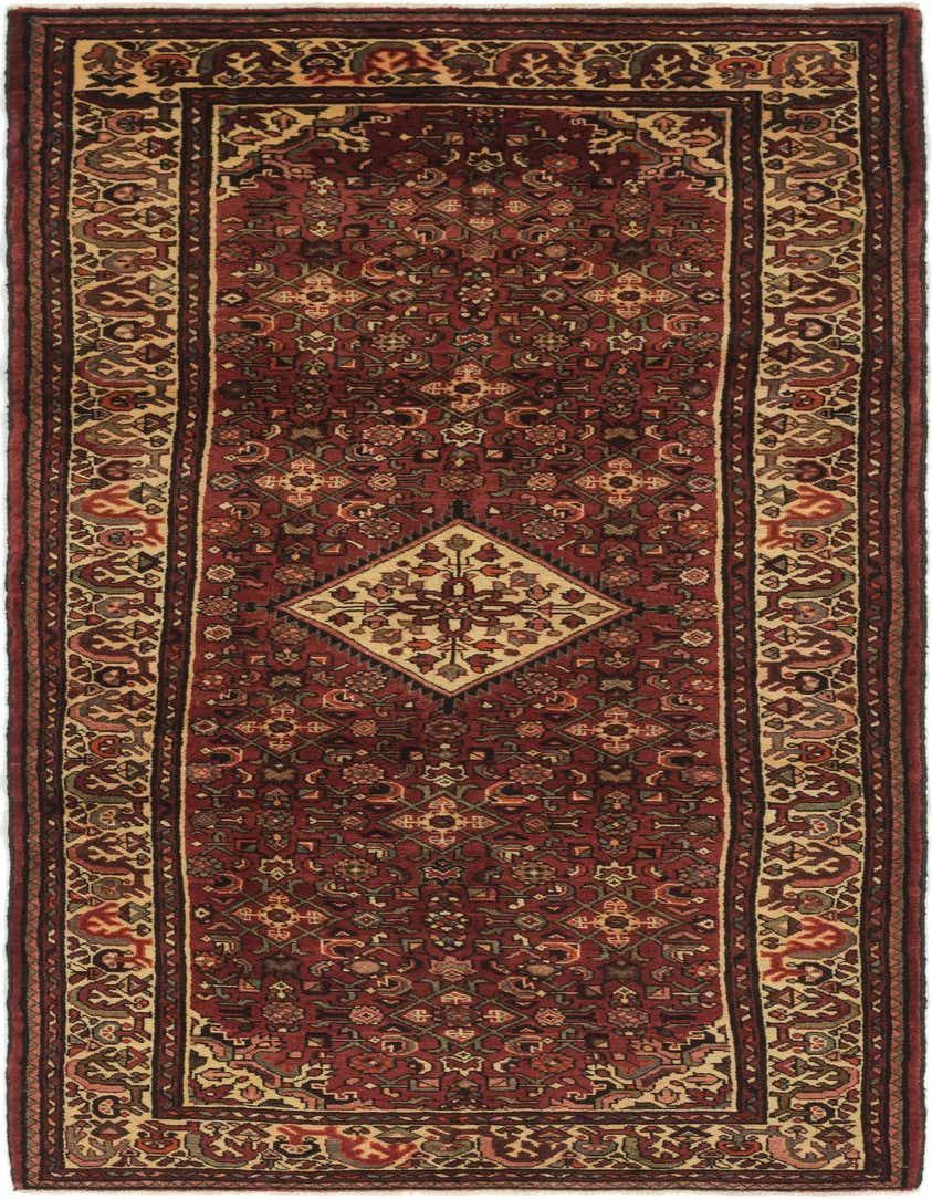 3' 10 x 9' 9 Hand Knotted Hossainabad Persian Wool Runner Rug