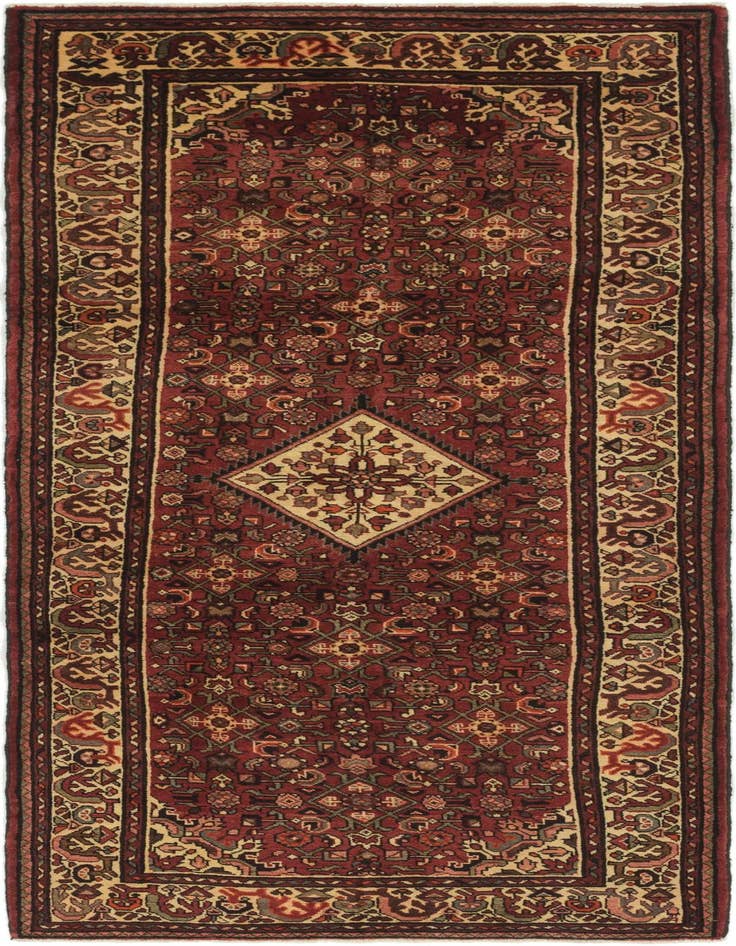 Detail image of 3' 10 x 9' 9 Hand Knotted Hossainabad Persian Wool Runner Rug
