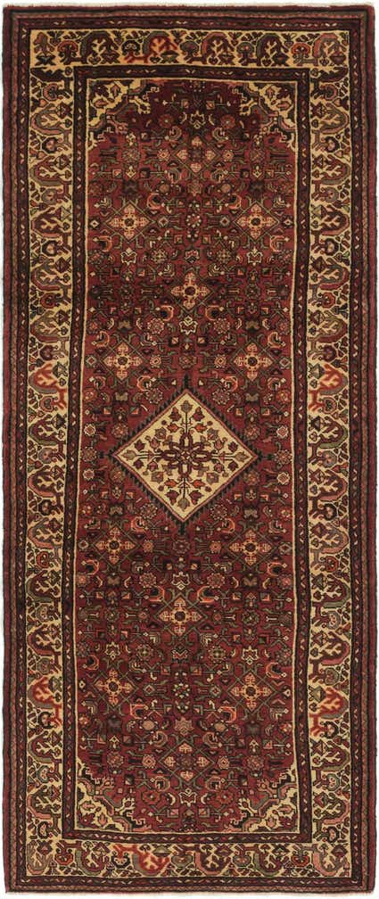 3' 10 x 9' 9 Hand Knotted Hossainabad Persian Wool Runner Rug