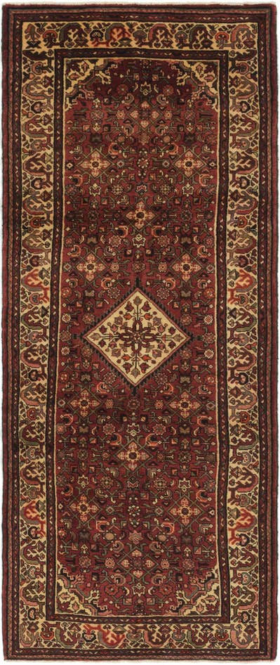 Detail image of 3' 10 x 9' 9 Hand Knotted Hossainabad Persian Wool Runner Rug