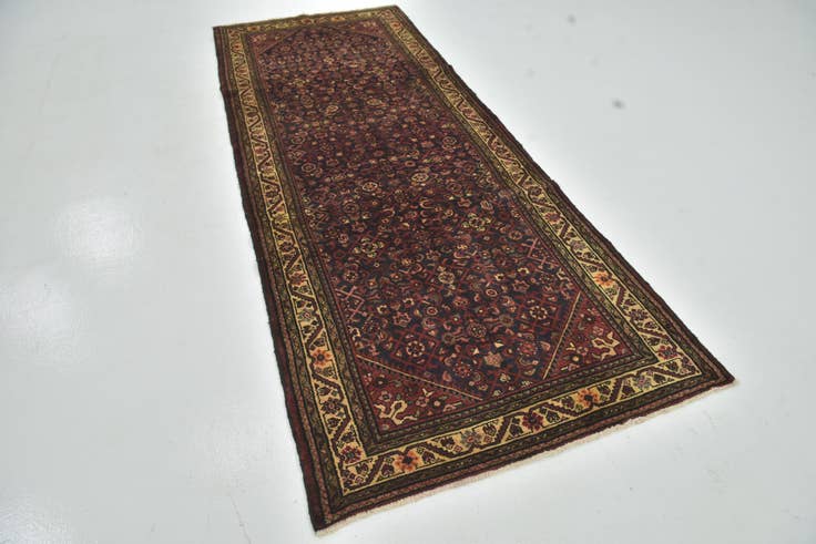Detail image of 3' 10 x 10' 4 Hand Knotted Hossainabad Persian Wool Runner Rug