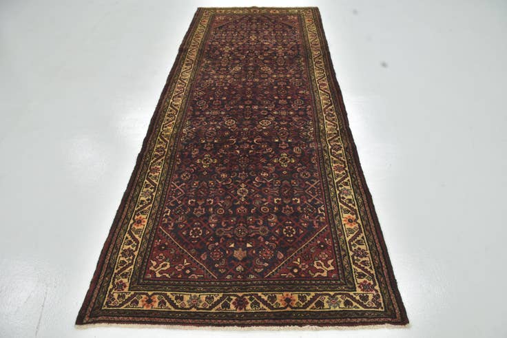Detail image of 3' 10 x 10' 4 Hand Knotted Hossainabad Persian Wool Runner Rug
