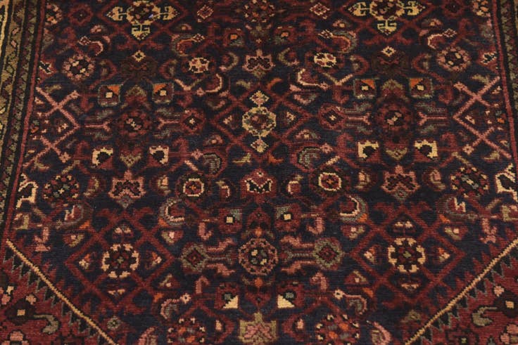 Detail image of 3' 10 x 10' 4 Hand Knotted Hossainabad Persian Wool Runner Rug