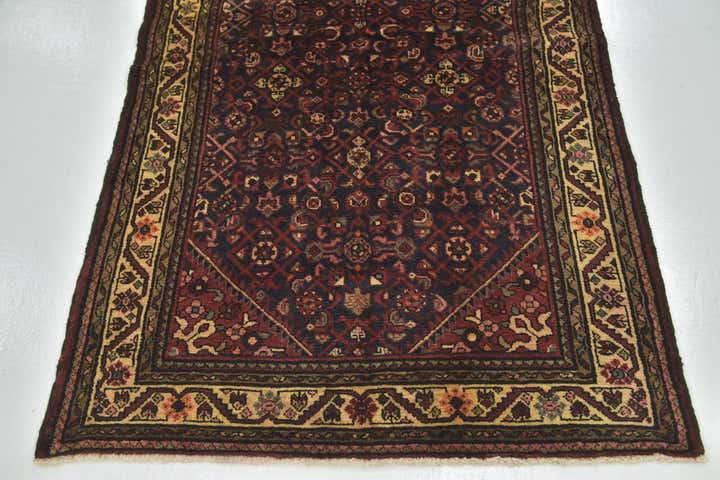 3' 10 x 10' 4 Hand Knotted Hossainabad Persian Wool Runner Rug