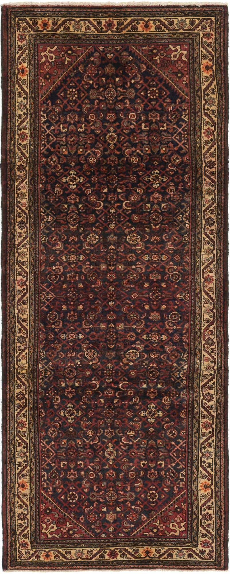 3' 10 x 10' 4 Hand Knotted Hossainabad Persian Wool Runner Rug