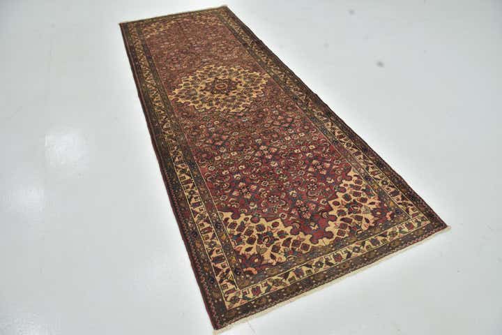 3' 9 x 10' 4 Hand Knotted Hossainabad Persian Wool Runner Rug