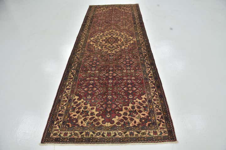 3' 9 x 10' 4 Hand Knotted Hossainabad Persian Wool Runner Rug