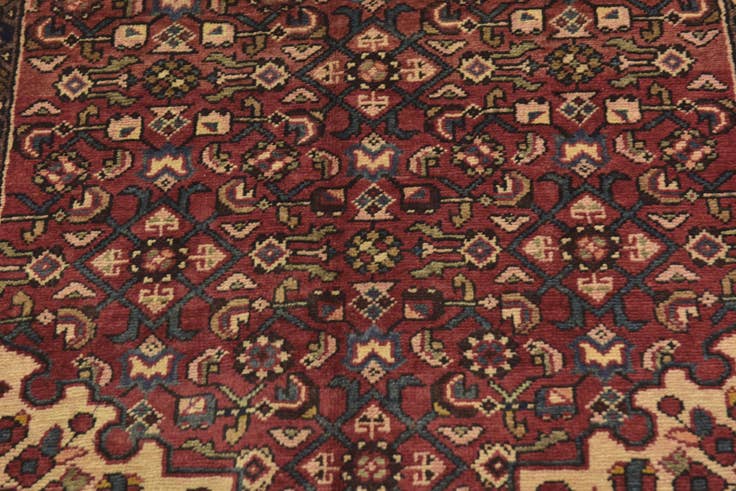 Detail image of 3' 9 x 10' 4 Hand Knotted Hossainabad Persian Wool Runner Rug