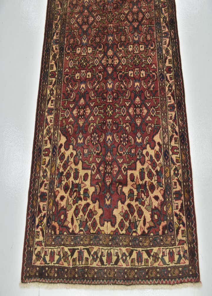 3' 9 x 10' 4 Hand Knotted Hossainabad Persian Wool Runner Rug