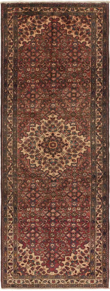 3' 9 x 10' 4 Hand Knotted Hossainabad Persian Wool Runner Rug
