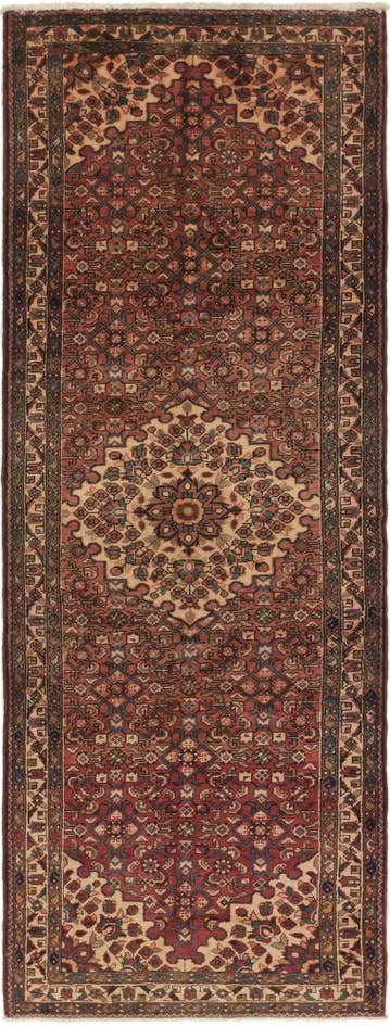 Detail image of 3' 9 x 10' 4 Hand Knotted Hossainabad Persian Wool Runner Rug