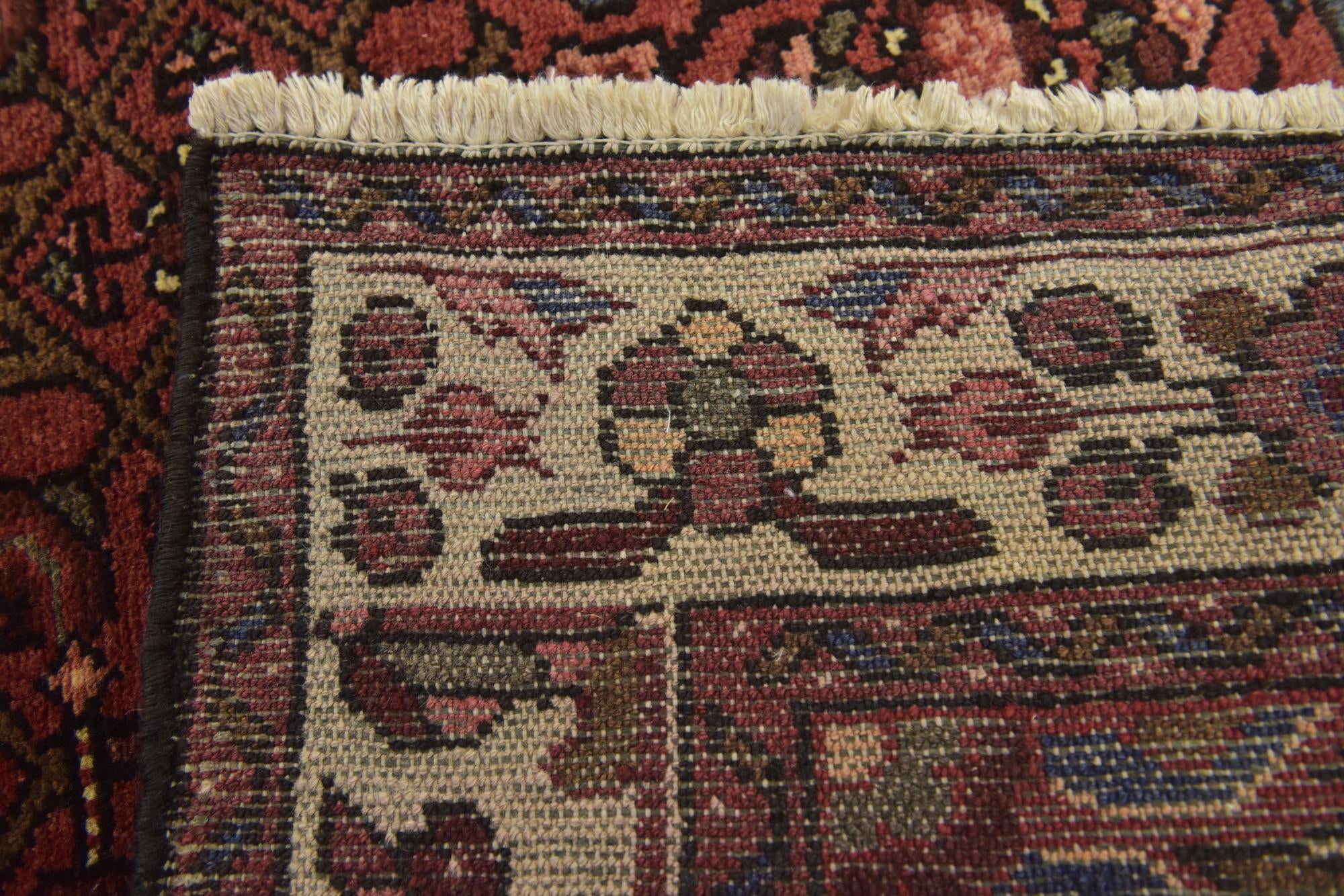 3' 7 x 10' 4 Hand Knotted Hossainabad Persian Wool Runner Rug