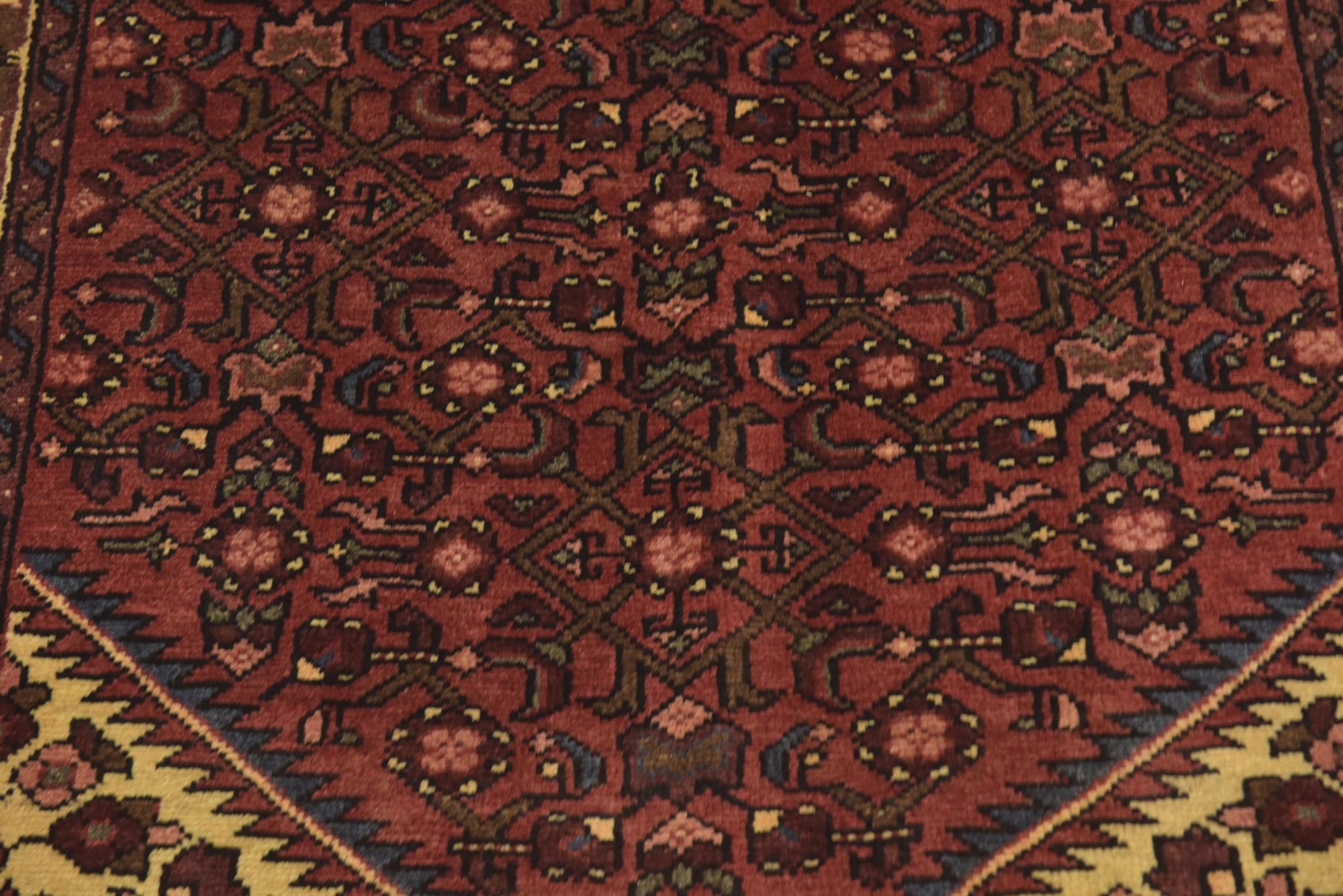 3' 7 x 10' 4 Hand Knotted Hossainabad Persian Wool Runner Rug