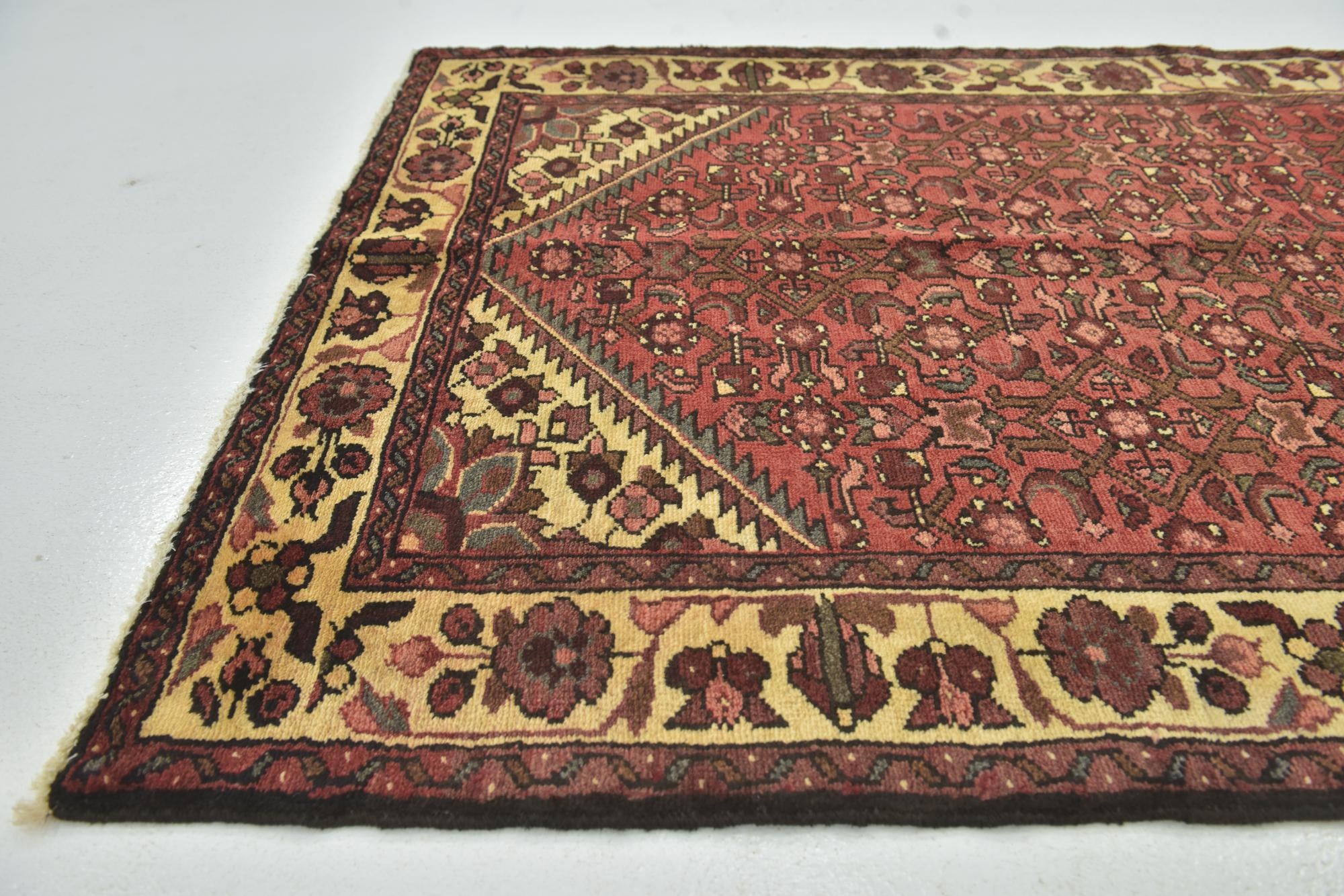 3' 7 x 10' 4 Hand Knotted Hossainabad Persian Wool Runner Rug